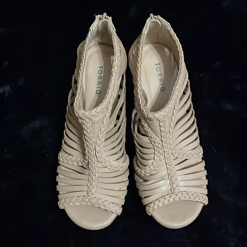 Torrid Zip Tan Wedge Sandals
